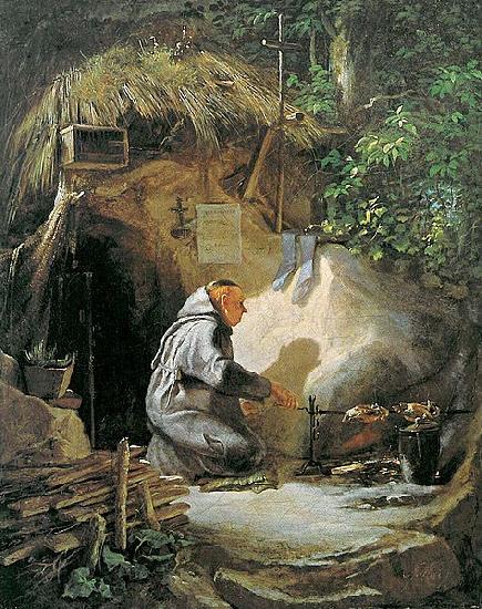 Carl Spitzweg Eremit Huhnchen bratend